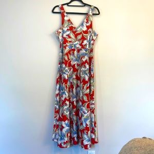 Chaps Tropical Hawaiian V-Neck Maxi Dress Size Large